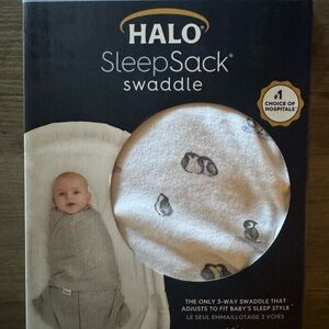 Halo SleepSack Swaddle - White with Penguin Print